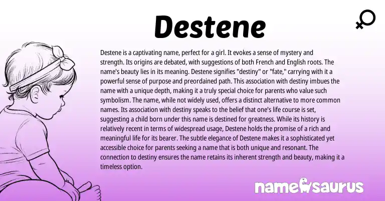 Infographic about Destene name meaning, Destene is a name from French origin(s).