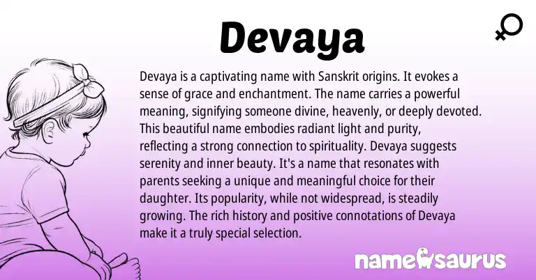 Infographic about Devaya name meaning, Devaya is a name from Sanskrit origin(s).