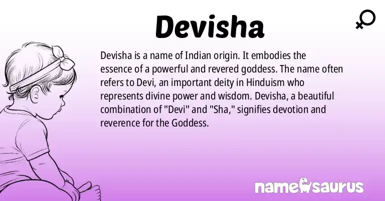 Infographic about Devisha name meaning, Devisha is a name from Indian origin(s).