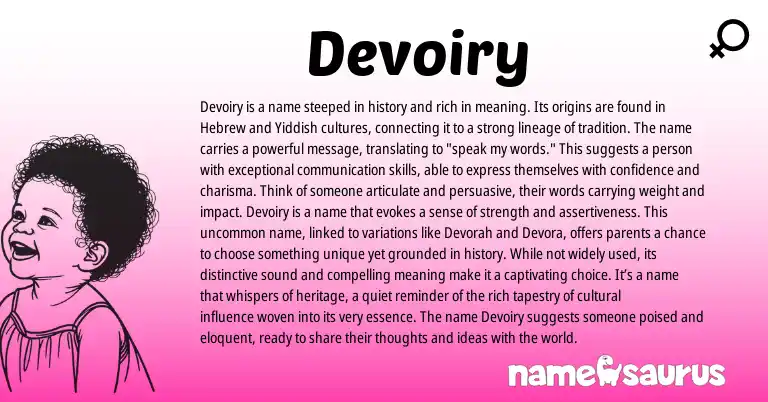 Infographic about Devoiry name meaning, Devoiry is a name from Hebrew origin(s).