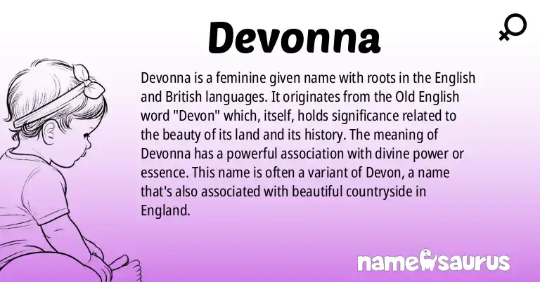 Infographic about Devonna name meaning, Devonna is a name from English, British origin(s).