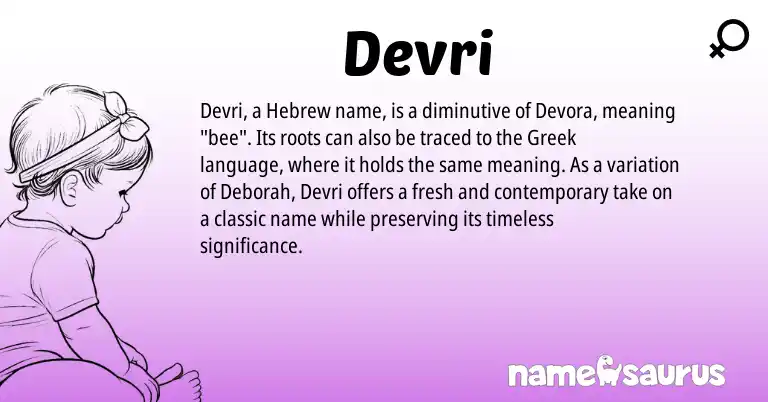 Infographic about Devri name meaning, Devri is a name from Hebrew, Greek origin(s).