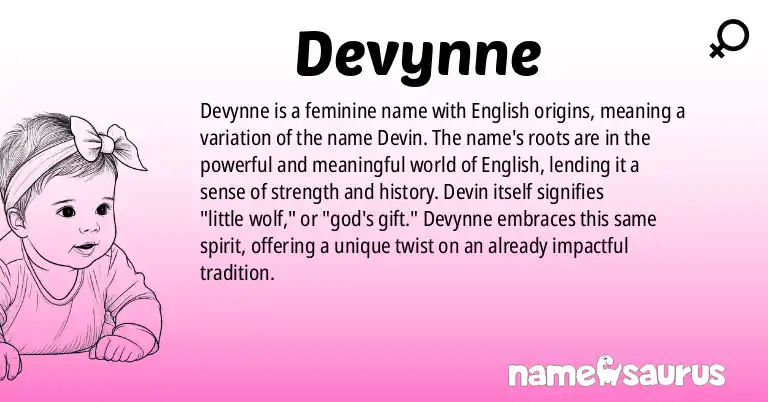 Infographic about Devynne name meaning, Devynne is a name from English origin(s).