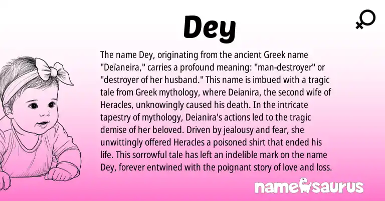 Infographic about Dey name meaning, Dey is a name from Greek origin(s).