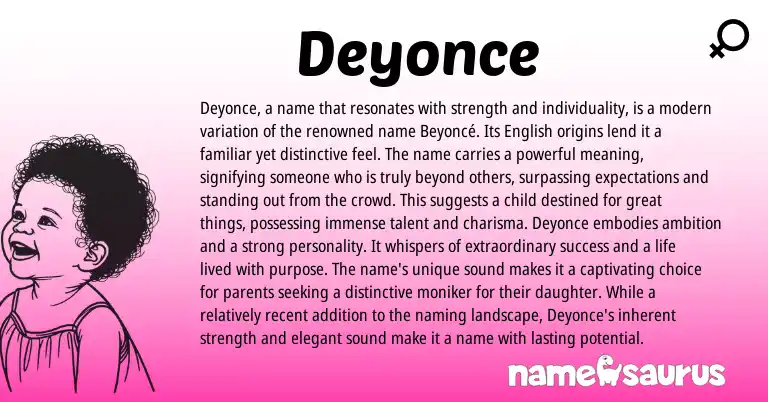 Infographic about Deyonce name meaning, Deyonce is a name from Other origin(s).