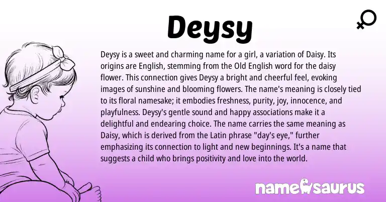 Infographic about Deysy name meaning, Deysy is a name from Latin, English origin(s).