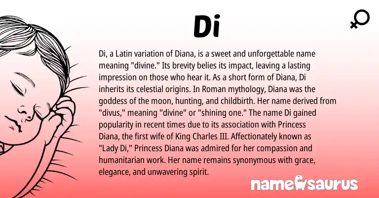 Infographic about Di name meaning, Di is a name from Roman, Latin origin(s).