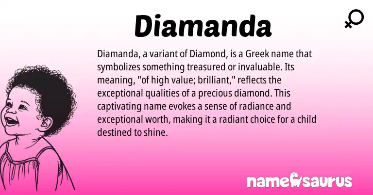 Infographic about Diamanda name meaning, Diamanda is a name from Greek origin(s).