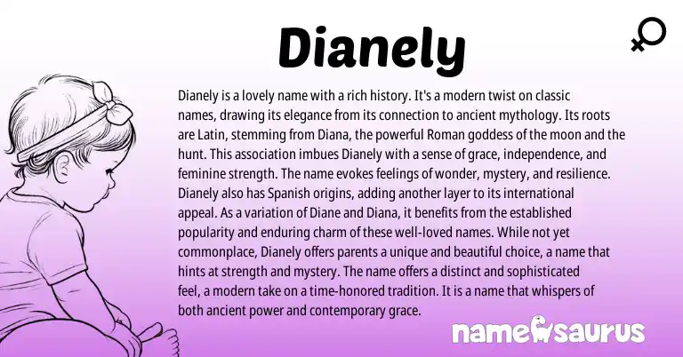 Infographic about Dianely name meaning, Dianely is a name from Latin, English, Roman origin(s).