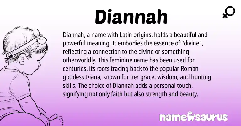Infographic about Diannah name meaning, Diannah is a name from Latin origin(s).