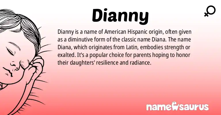 Infographic about Dianny name meaning, Dianny is a name from American (Hispanic) origin(s).