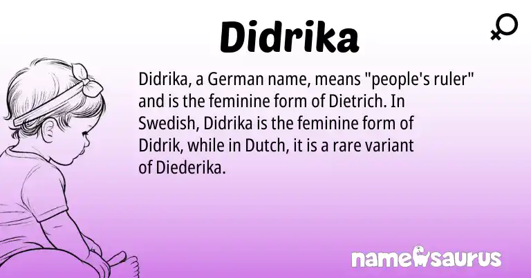 Infographic about Didrika name meaning, Didrika is a name from German, Dutch, Swedish origin(s).