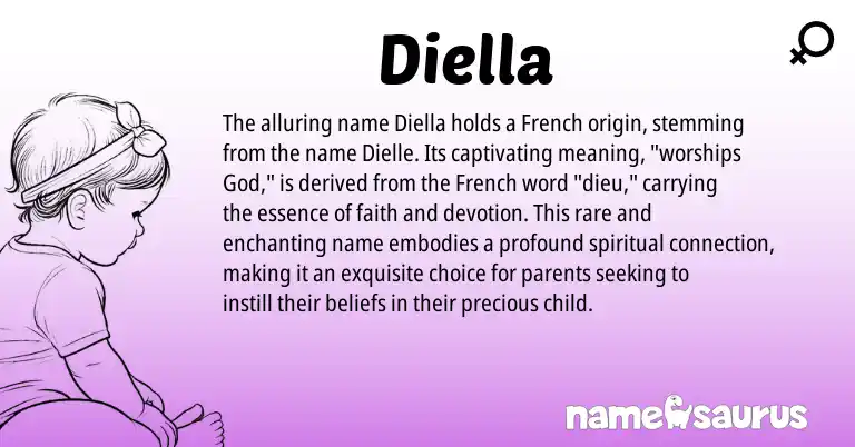 Infographic about Diella name meaning, Diella is a name from French origin(s).