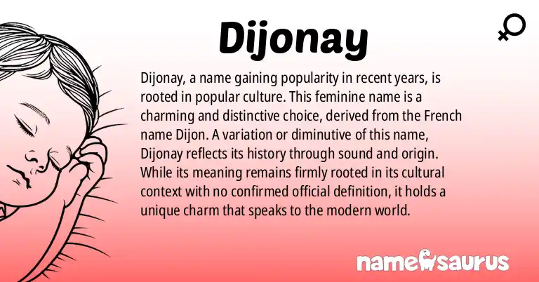 Infographic about Dijonay name meaning, Dijonay is a name from Popular Culture origin(s).