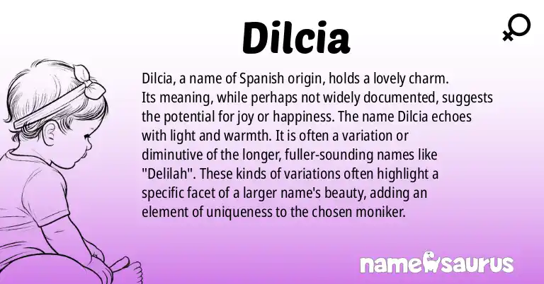 Infographic about Dilcia name meaning, Dilcia is a name from Spanish origin(s).