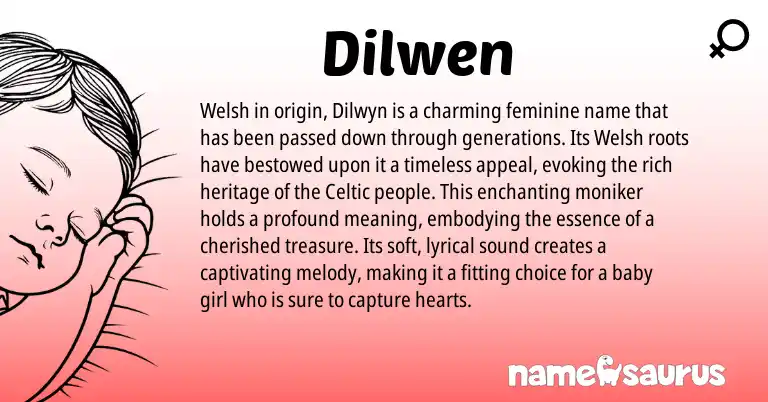 Infographic about Dilwen name meaning, Dilwen is a name from Welsh, Celtic origin(s).