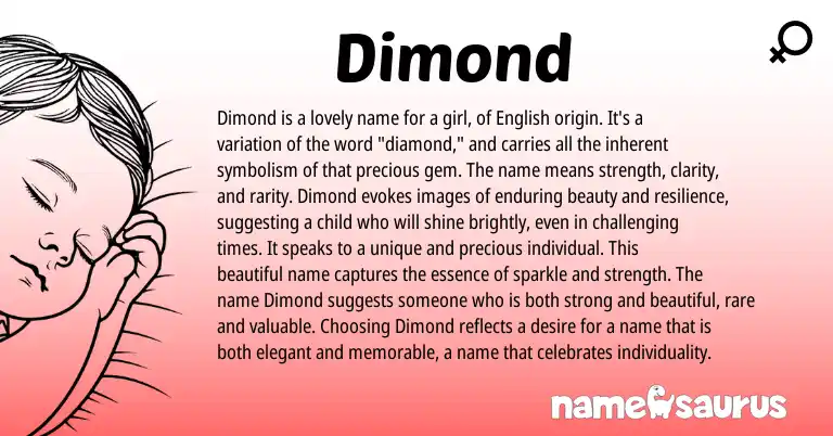 Infographic about Dimond name meaning, Dimond is a name from English origin(s).