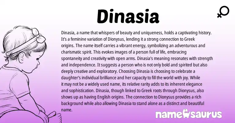 Infographic about Dinasia name meaning, Dinasia is a name from English, Greek origin(s).