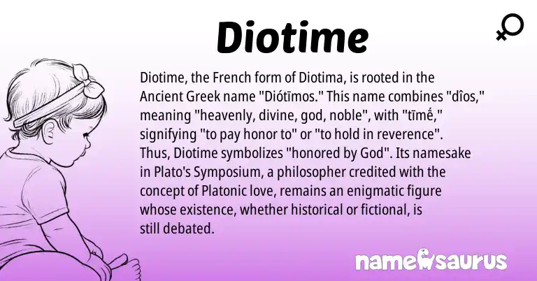 Infographic about Diotime name meaning, Diotime is a name from Ancient Greek, French origin(s).