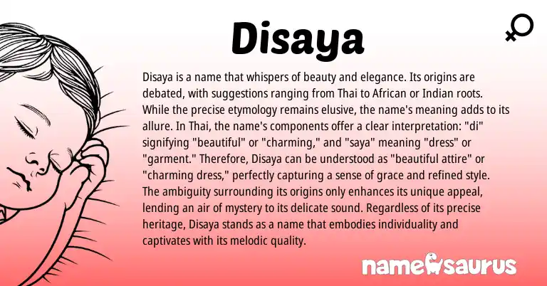 Infographic about Disaya name meaning, Disaya is a name from Thai origin(s).