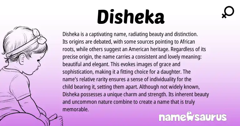 Infographic about Disheka name meaning, Disheka is a name from African origin(s).