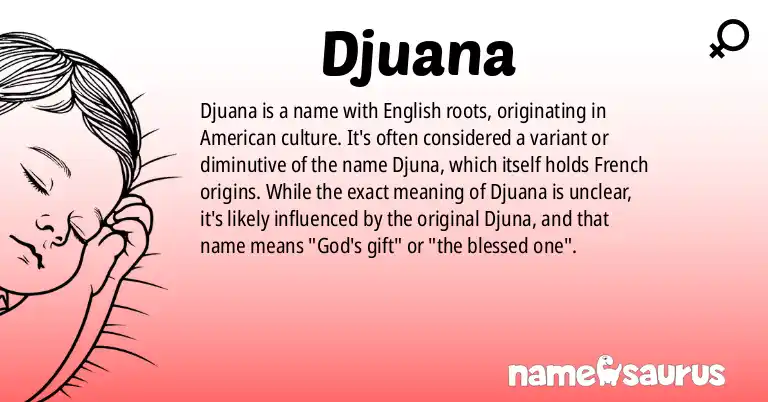 Infographic about Djuana name meaning, Djuana is a name from English (American) origin(s).