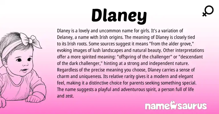 Infographic about Dlaney name meaning, Dlaney is a name from Irish origin(s).