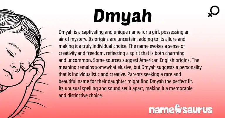 Infographic about Dmyah name meaning, Dmyah is a name from Other origin(s).