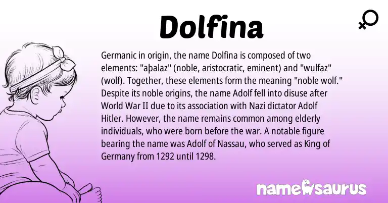 Infographic about Dolfina name meaning, Dolfina is a name from Germanic origin(s).