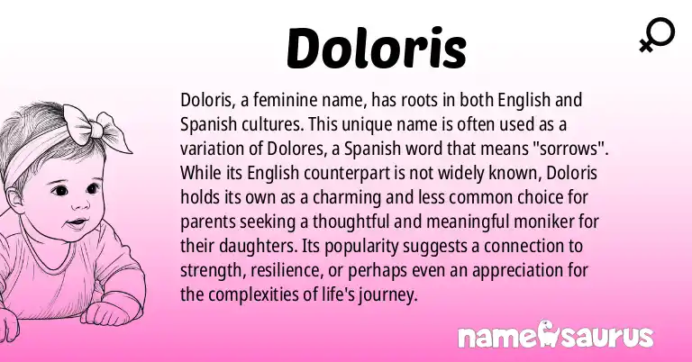 Infographic about Doloris name meaning, Doloris is a name from English, Spanish origin(s).