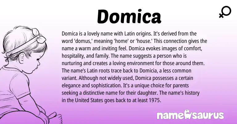 Infographic about Domica name meaning, Domica is a name from Latin origin(s).