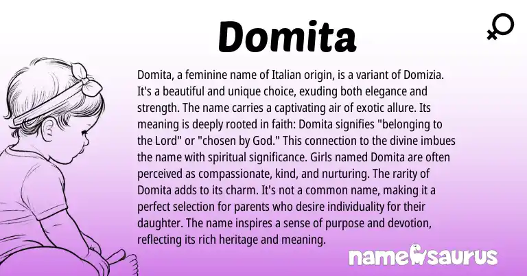 Infographic about Domita name meaning, Domita is a name from Italian origin(s).