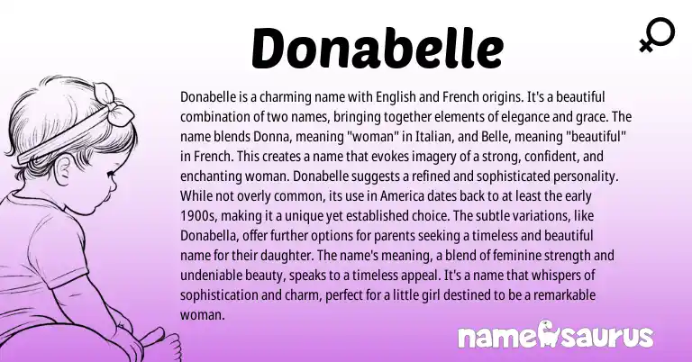 Infographic about Donabelle name meaning, Donabelle is a name from French, Italian, English origin(s).
