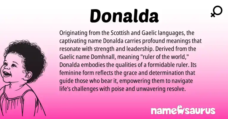 Infographic about Donalda name meaning, Donalda is a name from Gaelic, Scottish origin(s).