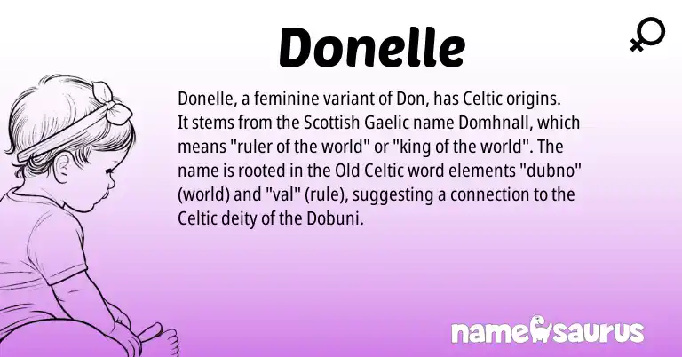 Infographic about Donelle name meaning, Donelle is a name from Old Celtic, Gaelic, Celtic, Scottish origin(s).