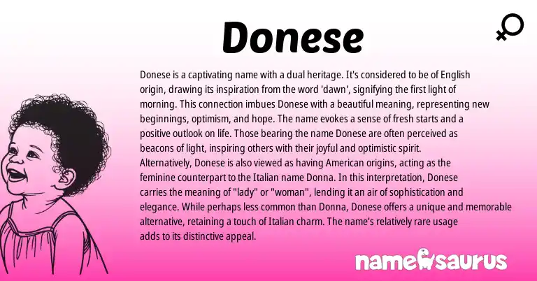 Infographic about Donese name meaning, Donese is a name from English origin(s).