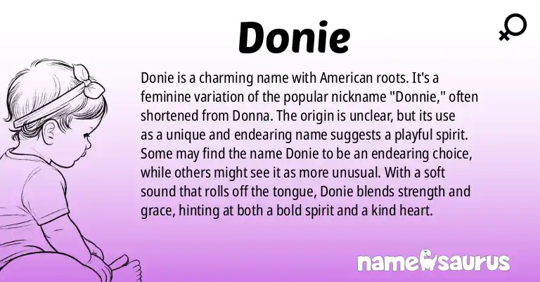 Infographic about Donie name meaning, Donie is a name from American origin(s).