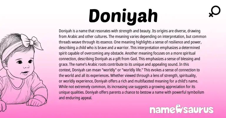 Infographic about Doniyah name meaning, Doniyah is a name from Other origin(s).