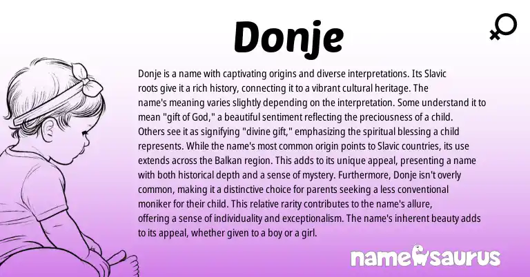 Infographic about Donje name meaning, Donje is a name from Slavic origin(s).