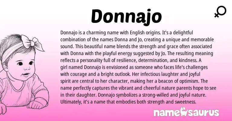 Infographic about Donnajo name meaning, Donnajo is a name from English origin(s).