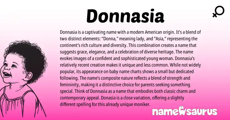 Infographic about Donnasia name meaning, Donnasia is a name from English origin(s).