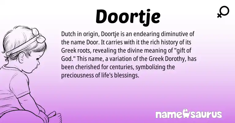 Infographic about Doortje name meaning, Doortje is a name from Dutch, Greek origin(s).