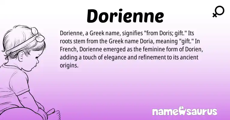 Infographic about Dorienne name meaning, Dorienne is a name from French, Greek origin(s).