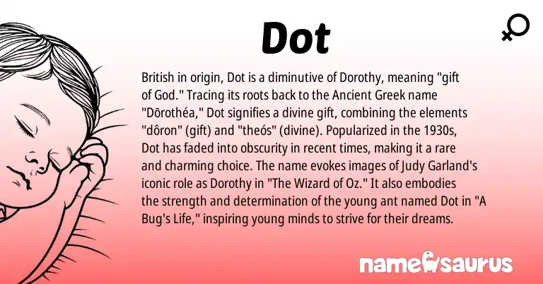 Infographic about Dot name meaning, Dot is a name from Ancient Greek, British origin(s).