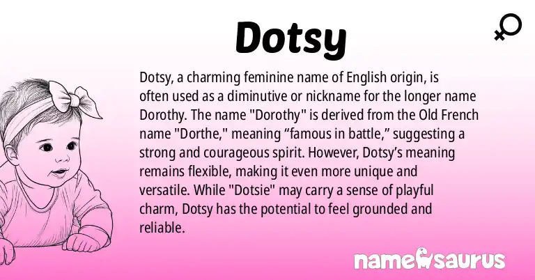 Infographic about Dotsy name meaning, Dotsy is a name from English origin(s).