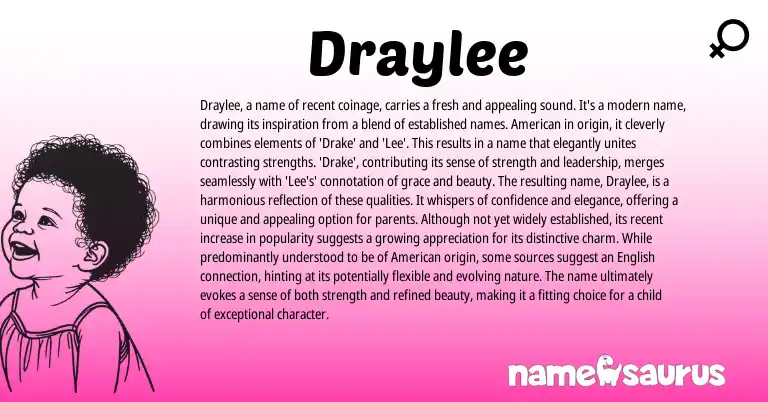 Infographic about Draylee name meaning, Draylee is a name from American origin(s).