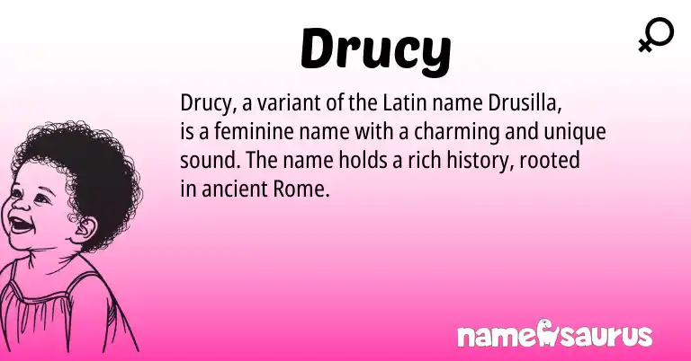 Infographic about Drucy name meaning, Drucy is a name from Latin origin(s).