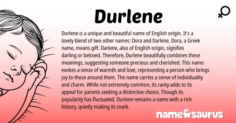 Infographic about Durlene name meaning, Durlene is a name from Greek, English origin(s).