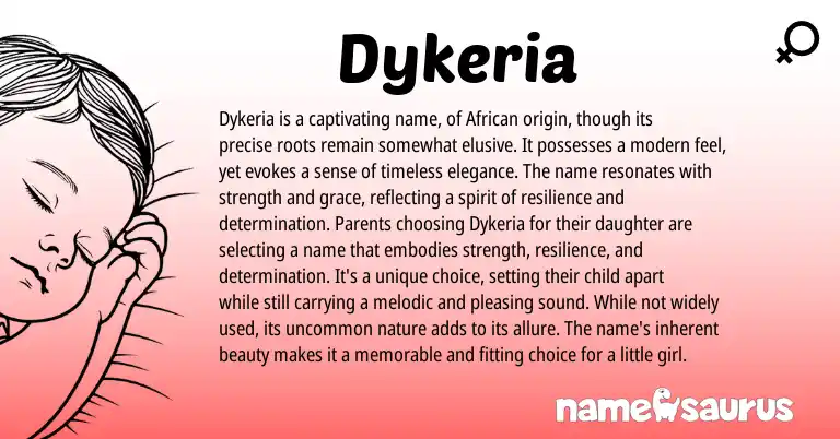 Infographic about Dykeria name meaning, Dykeria is a name from African origin(s).