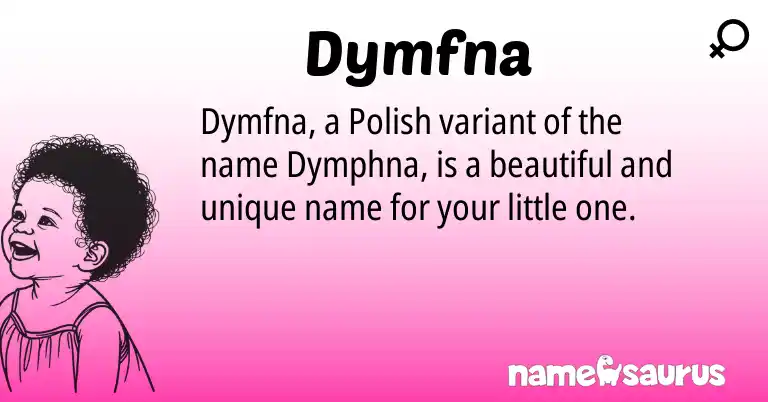 Infographic about Dymfna name meaning, Dymfna is a name from Polish origin(s).